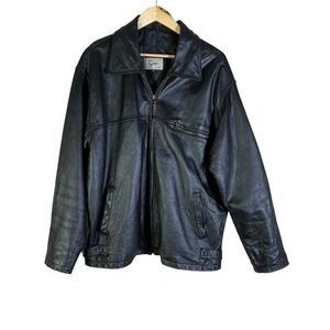 Griffith Mens Heavyweight 100% Leather Jacket Size XL Black Biker Classic Rocker